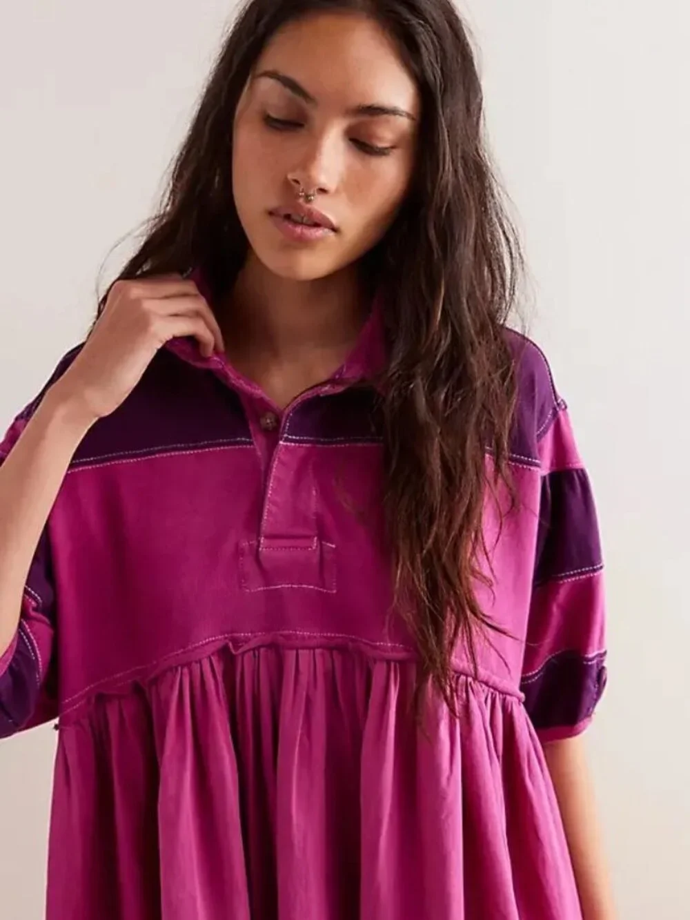 Free People Remi Rugby Mini Dress Pink